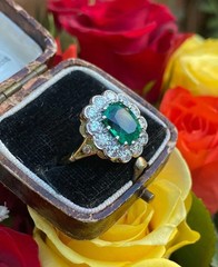 Art Deco Style Green Lab Created Diamond Halo 14K White Gold FN Engagement Ring