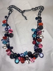Necklace With Plastic and Glass Beads Multi Color 24” Lot JJ