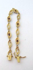 Vintage/Modern Silver & Gold Plated Bracelet Purple Gemstones 925 6211