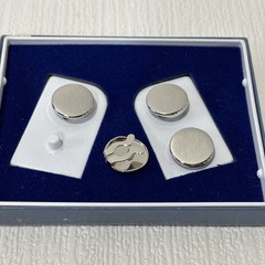 Vintage Swank Button Toppers Round Silver Tone Box Set of 4