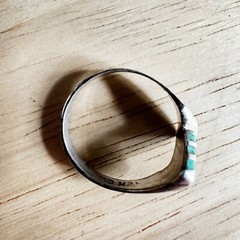 Vintage Sterling Silver Turquoise Inlay Band Ring Statement Tex Co Southwestern