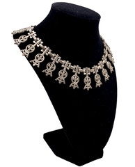 MONET EARLY RARE JUGENDSTIL ART DECO IRON LACE NECKLACE SILVER CLR CHOKER SIGNED