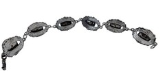 60s Pink Lucite Cabochon Link Bracelet Mid Century Modern Silver Plated