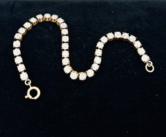 Vtg CZECH Screw-back Cluster EARRINGS and BRACELET SET-Gold Tone-RHINESTONE