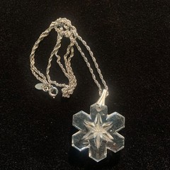 Vintage Gorham Sterling Silver Crystal Snowflake Necklace Pendant 18″ Chain 925