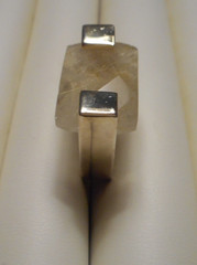 Vintage Modernist Sterling 925 & Faceted Rutilated Quartz Ring 15.1g Size 8