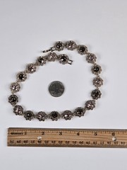 Pink & Gray Rhinestone Choker Necklace Silver Tone Dark Romance Jewelry