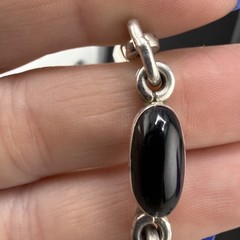 Vintage Taxco 950 Silver Bracelet Polished Stone 7”