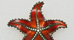 Vtg Norway Ivar Holth Gilt Sterling Silver Enamel Starfish Brooch 45mm 8.18 gram
