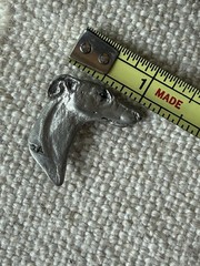 VTG Pewter Greyhound Whippet Dog Head Brooch Signed Sighthound Pin