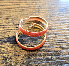 1960 Orange Hoop Earrings Vintage Retro Metal Circle