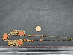 Antique Czech Brass and Glass Necklace
