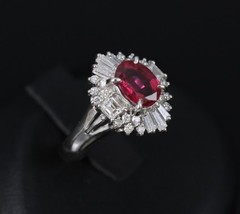 Fine 1.22ct GIA Certified Ruby & 0.54ct Diamond Platinum Ring, Size 4.75