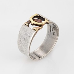 70s Vintage Cartier Ring Sz 7 CC Logo Sterling Silver 18k Gold Band Signed