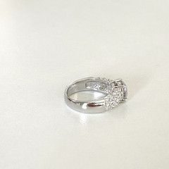 Ladies 18K White Gold Plated Clear CZ Crystal Sparkly Band Ring Size 5.5