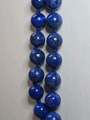 Vintage 19″ Natural Lapis Lazuli Bead Necklace – 14K Gold Clasp – Hand-Knotted