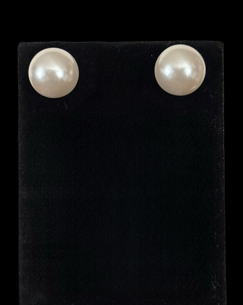 Vintage 12.5mm Faux Pearl Post Earrings Push-On Back Oversized Statement Studs