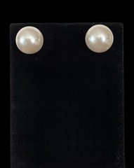 Vintage 12.5mm Faux Pearl Post Earrings Push-On Back Oversized Statement Studs