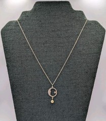 Vtg Sterling Faux Pearl Crescent Moon Man & Star Pendant 18″ Cable 925 Necklace