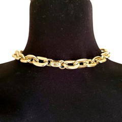 West Germany Chunky Necklace Pale Gold Tone Link Chain Statement Choker Collar