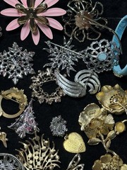 Costume Jewelry Brooch Lot Bakelite, Eisenberg, Jay Strongwater, Swarovski, JJ