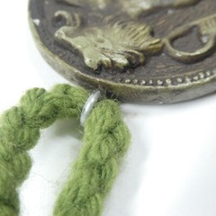Leo Lion Zodiac Pendant Handmade Clay Vintage Green MCM 1970s 1980s Retro