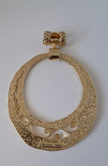 LIRM Sterling Silver Gold Plated Vintage Israel Large Circle Scroll Pendant