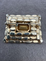 Vintage Tortolani Yellow Rhinestone Baguette Brooch And Clip On Earring Set