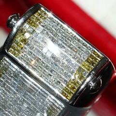 14k w/gold sz 10 ring 1.75ct natural & treated diamond invisible set 15.5gr C-73