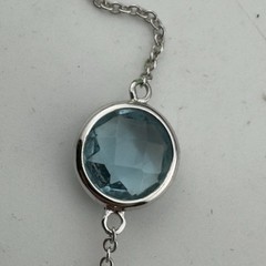 Sterling Sterling asymmetrical Open Back Blue Crystal Station Necklace Rhodium