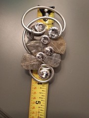 Jeff Lieb Mixed Media Modernist Abstract Swarovski Crystal Moonstone Pendant 4″