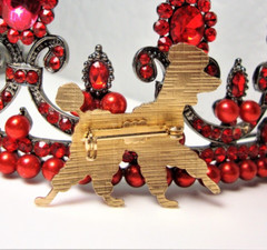 Blue Enamel Cloisonne/Guilloche Goldtone Poodle Brooch & Poodle Statue-Figurine