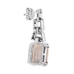 Art Deco Style Lab Created Diamond &Morganite Wedding 14K White Gold FN Earrings
