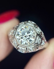 Art Deco Diamond Engagement Ring 14k White Gold