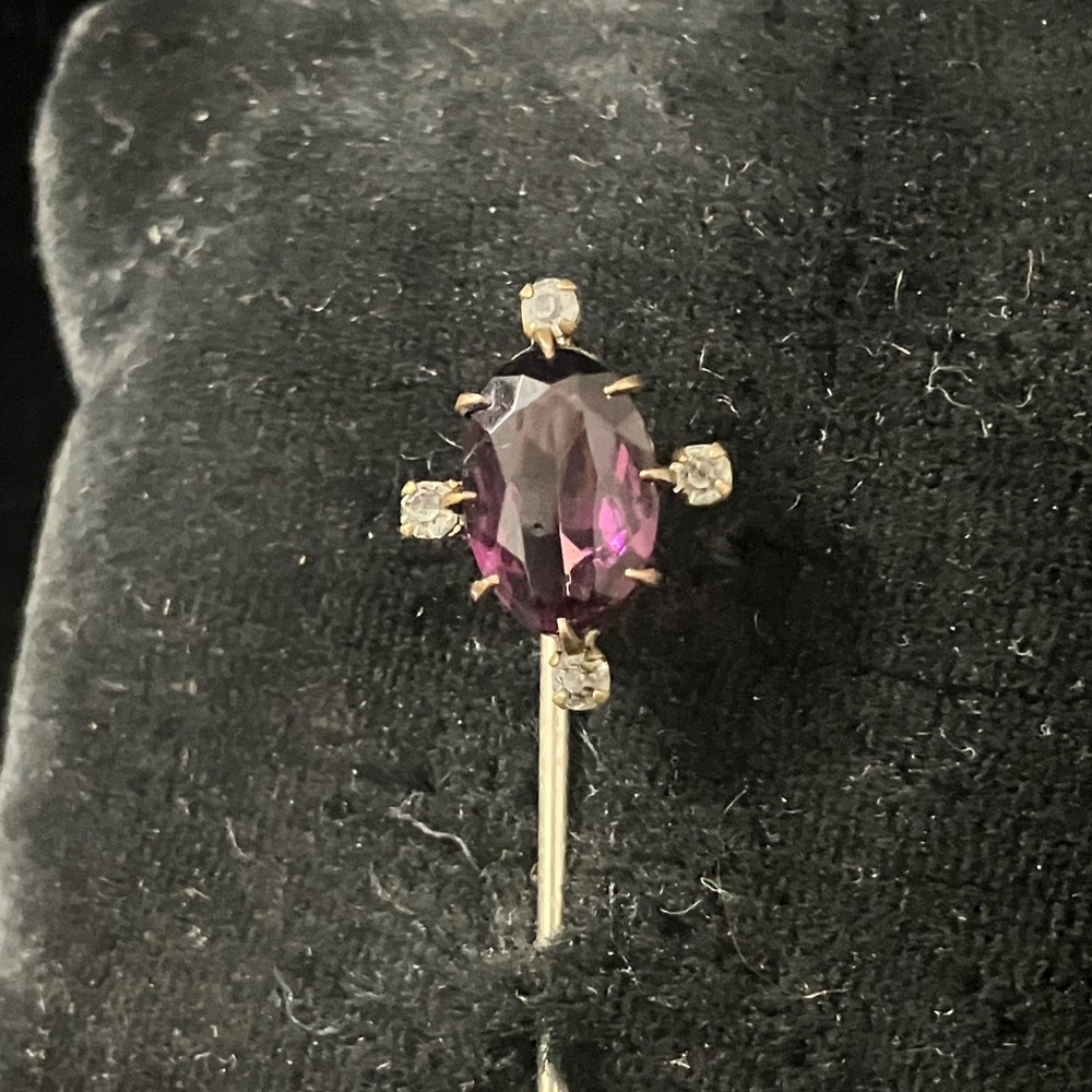 Antique Deep Purple Glass Stick / Tie Pin Victorian Edwardian