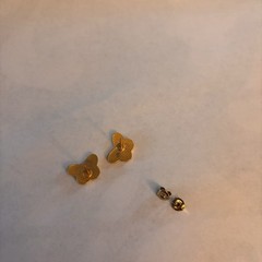 Vintage Butterfly Stud Earrings in Pink and Gold