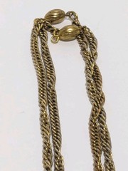 VTG Freirich Gold Tone Chain Necklace With Stationed Oval Metal Beads 54″. FLAW