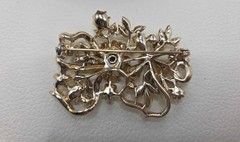Vintage Gold-Tone Floral Bouquet Brooch with Aurora Borealis Rhinestones