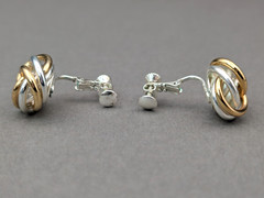 Vintage Napier Mixed Metal Earrings Clips Twist Knot Two Tone Gold Silver Signed