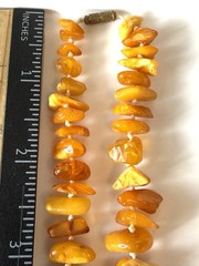 Vintage 80s Baltic Amber Necklace 10” Egg Yolk Honey Amber Nuggets Drop Pendant