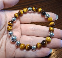 Vintage MILOR Italy Magnetic Sterling Tigereye Bracelet Fits 6.5″ See Pics/Descr