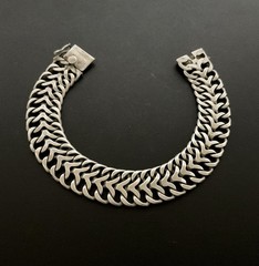 Vintage Mexico Sterling Silver Double Curb Link Bracelet 7.25”