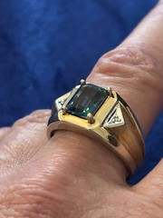 Vintage Estate 50’s Sterling Silver Gold Vermeil Blue Mystic Topaz Men’s Ring