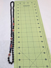 Vintage Chinese Blue Porcelain Cloisonne Black Hand Knotted Bead Necklace 28″