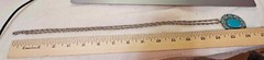 Vtg nickel silver bell pendant w Silvertone Chain Necklace 29″ Southwest Native