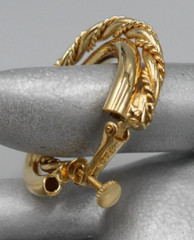 Vintage Napier Clip On Hoop Earrings Double Twisted Gold Tone Screw Back 1.5″