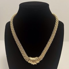 Vintage Gold Tone Mesh Chain Chunky Necklace 18” Magnetic Closure