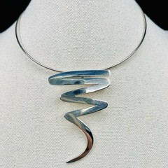 Vintage Mexico TM-248 925 Sterling Modernist Brooch Pendant Necklace Convertible