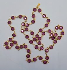 Vintage Swarovski Purple Bezel Set Open Back Crystal Gold Tone Necklace 35″ Swan
