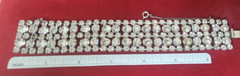 VINTAGE Rhinestone 7″ Cuff Bracelet with 5 Rows of Rhinestones & Safety Chain